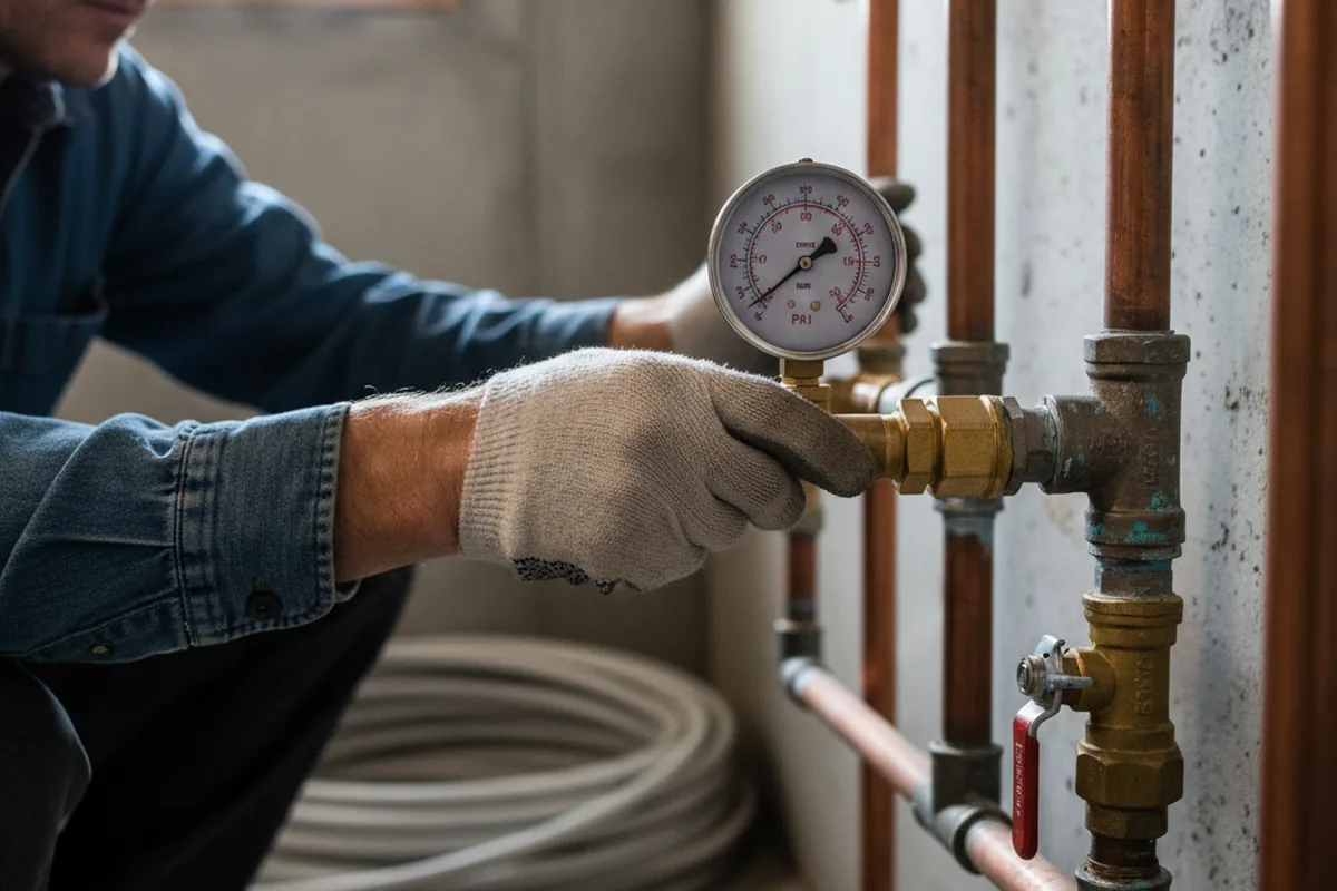 Pressure testing a repaired line during Water Line Repair in Milam